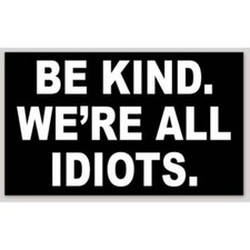Be Kind We're All Idiots 3x5 Vinyl Sticker Bumper Decal picture