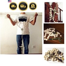 Rosary Beads Wall Decor Religious Gift Large 20mm Howlite St Benedict Cross picture