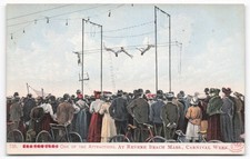 VTG Revere Beach Mass Carnival Week Trapeze Act Antique Postcard MNC 1900s picture