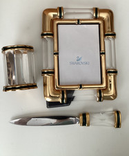 HTF  Vintage Swarovski Crystal & Gold  Letter Opener Set Executive Desk Decor picture
