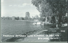 NICE RPPC VIEW OF NARROWS BETWEEN LAKE MITCHELL AND BIG LAKE IN BIG LAKE, MN picture