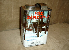 Lot of (2) Vintage 1984 Vermont Pure Maple Syrup Tins Half Gallon and One Cup picture