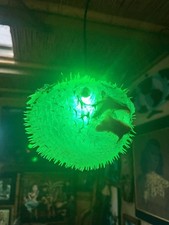 NEW 8”-9” Pufferfish Lamp w/Green LED Tiki bar Oceanic Smokin’ Tikis picture