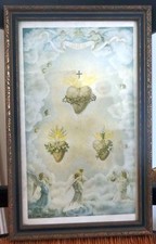 Vintage Three Hearts of the Holy Family 1919 Corpus Christi Monastery Lyons, N.Y picture