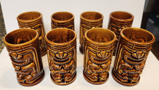 8 Tiki Leilani Ku Ceramic Mugs Vintage Authentic Hand Made Hawaiian Set 5