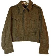 M.E. Vintage British Battledress Jacket 700 Size 8 1952 Army Camo Green Women * picture