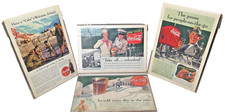 Vintage Set of 4 Coca Cola Classic Original Magazine Advertisement Marketing Lot picture