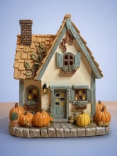 VIRAL Hobby Lobby Cozy Fall Light Up Cottage Village House Pumpkins Blue Trim picture