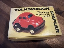 Volkswagen Beetle Car Stapler No. 4961 Vintage Cherry Red VW Bug Original Box picture