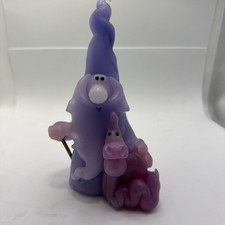 Vintage Northern Lights Candle Purple Wizard With Snake/dragon And Staff 7” picture