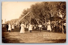 RPPC Iowa IA Hartley M.W.A. Picnic Maypole Janson Photo 1911 picture