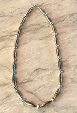 Vintage Navajo Sterling Silver Bench Bead Necklace 22 1/2