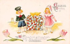 Easter Card Kids Gift Present Tulips Hastings Michigan c1917 Vtg Postcard D47 picture