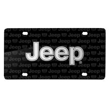 Jeep 3D Logo on Logo Pattern Black Aluminum License Plate picture