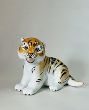 Vintage Dmitrov Porcelain Factory USSR Lomonosov Sitting Tiger Cub Figurine picture