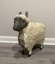 Vintage Large Metal Folk Art Sheep Figurine, Sculpture Metal Art Display Piece picture