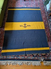 Vintage 1950s U.S. Naval Academy USNA Yellow Midshipman Wool Blanket US READ picture