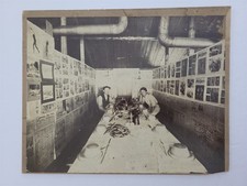 1910s antique PHOTO BOXING COLLAGE WALLS interior WORKERS DINING HALL CAMP picture