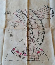 WOW Antique Nekhbet Egyptian Art Nouveau Embroidery Sewing Art Goddess Mythology picture