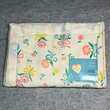 Vintage 1970s Baby Whitman/Storktex Baby Blanket NWT Floral & Satin Trim 36x50 picture