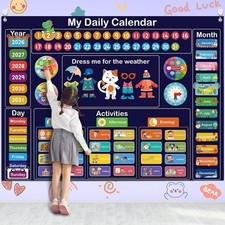 My Daily Calendar for Kids, 3.3Ft Felt Board for Toddler Kids Preschool Calen... picture