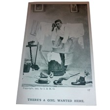 1907 I. & M. O. Antique Postcard There's A Girl Wanted Here Humor Laundry Comic picture