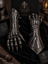 Medieval Gothic Spiked Black Claw Gauntlets Engraved Steel Armor Gloves Pair picture