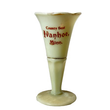 IVANHOE MN MINNESOTA Uranium Custard Souvenir ANTIQUE Glass TRINKET GOBLET CUP picture