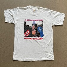 VTG Max Headroom Coca Cola Coke Catch the Wave Promo T Shirt Men's XL 46 White picture