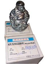 Real 999 Fine Silver Statue 2.36 inch HBuddha Carry Yuanbao 40-42g picture