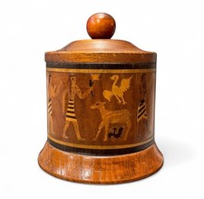 Vintage 1930s Art Deco Egyptian Revival Marquetry Wood Cigarette Dispenser picture