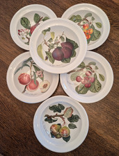 Portmeirion Pomona Fruit Pattern Bowl Set of 6 Ceramic 6 3/4 in White picture