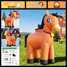 6FT Inflatable Horse Christmas Decor - Cute Clydesdale Yard Decoration with LED picture