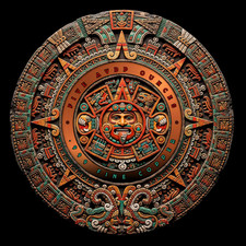 Mexico Aztec Empire Angel Colorized 5 oz .999 Fine Copper MAYAN CALENDAR INSTOCK picture