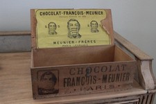 CHOCOLAT MENIER Wooden Box Antique Chocolate Storage Case Doll Display France  picture