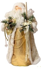 Vtg Santa Claus Father Christmas Gold Elegant Figurine 27” Tall Holiday Decor picture