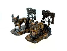 Rare Antique Solid Austrian Bronze French Bulldog Dog Bookends picture