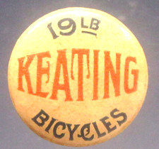 bicycle 1890's 19lb KEATING BICYCLES collar lapel stud button ^ picture