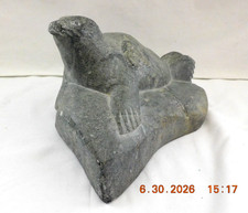 Authentic Intuit Soapstone Carving-Canada Seal Eskimo Art/Igloo Tag 7.10 lbs 9