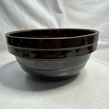 Brown Glaze Nesting Mixing Bowl Tanware American Pottery Primitive 8in USA picture