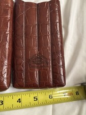 Vintage Dopp Leather Cigar Case Alligator Embossed Mid Century Travel Holder picture