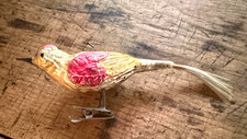 Antique German 1920's Glass clip-on Bird Ornament spun glass tail, ships FREE picture