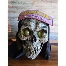 1998 Paper Magic Group Halloween Mask Skeleton Scary with Bubble Eyes Hood NOS picture