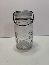 **** Decker’s Victor Mason City Iowa Clear Quart Wide Mouth Fruit Jar picture