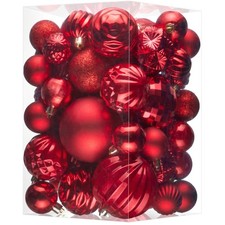 47CT Red Christmas Tree Ornaments Balls - Festive Holiday Decorations, Shatterpr picture