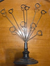 Vintage Silver Tone Wire Photo Holder 10 Clip Memo Card Display Stand 12” Tall picture