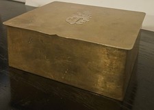 Antique Brass Armorial Trinket Box Heraldic Lion Monogram,Desk Valet picture