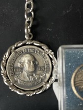 Lot of 2 Vintage George Washington Keychain & Boxed 1776 Minuteman Pin Rare picture