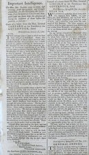 Title: 1787 Massachusetts Gazette Jan 30 SHAYS REBELLION Springfield Arsenal picture