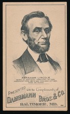 HD2a Dambmann & Bros President Abraham Lincoln Large 1888 Election Trade Card picture